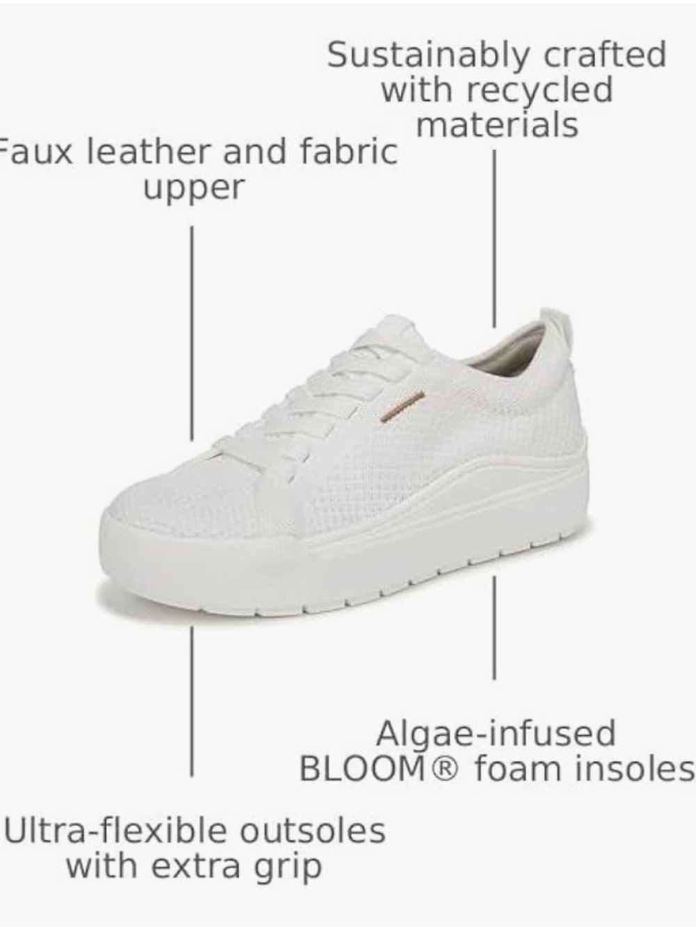 Dr. Scholl's White Knit Platform Sneakers with Brown Accent - Picture 3 of 12